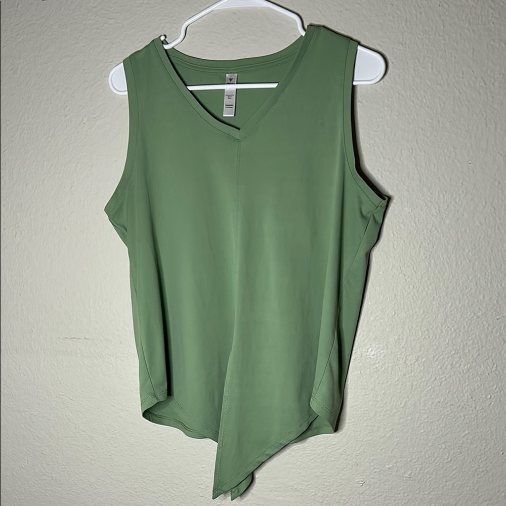 Asymmetrical Green Sleeveless Tank Top